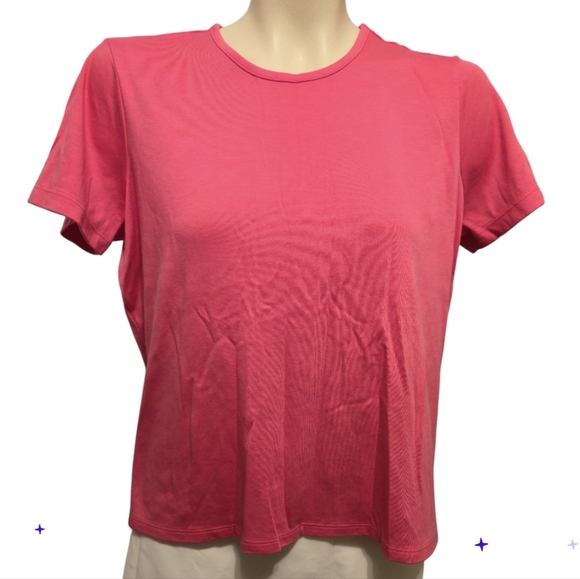 LL BEAN Supima Cotton Crew Neck Short Sleeve Tee Shirt Sunlit Coral Large Petite - Picture 1 of 9